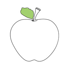 Continuous one line apple drawing minimal fruit illustration modern hand drawn outline,  one line apple fruit illustration minimal organic food line art design