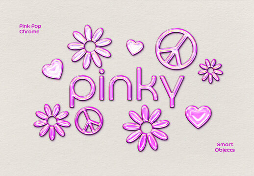 Pink Pop Chrome Text Effect Mockup