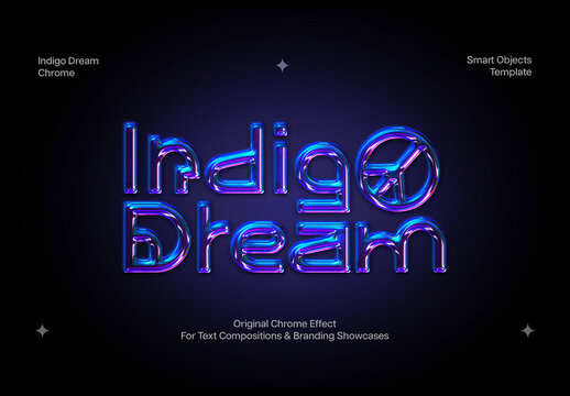 Indigo Dream Chrome Text Effect Mockup