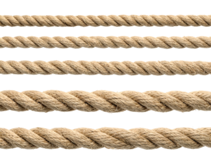 Thick, braided, natural fiber ropes form horizontal bands