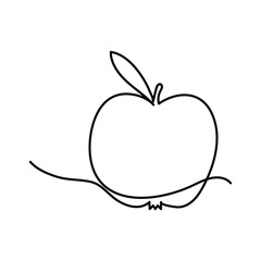 Continuous one line apple drawing minimal fruit illustration modern hand drawn outline,  one line apple fruit illustration minimal organic food line art design