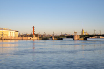 Naklejka premium Fragment of the Palace Bridge in the historical center of Saint Petersburg, Russia