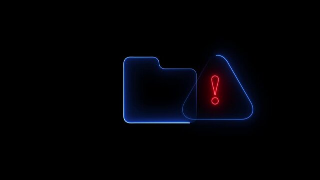 Folder icon animation. File access failed, missing data, storage issue and Warning Alert