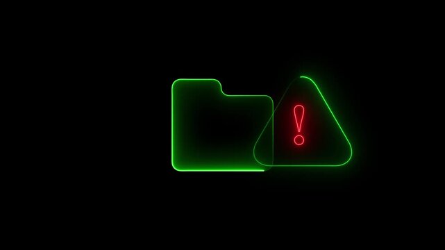 Folder icon animation. File access failed, missing data, storage issue and Warning Alert
