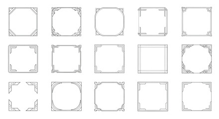 Set of vintage square frames isolated on decorative design elements for invitations, cards, posters, banners and more