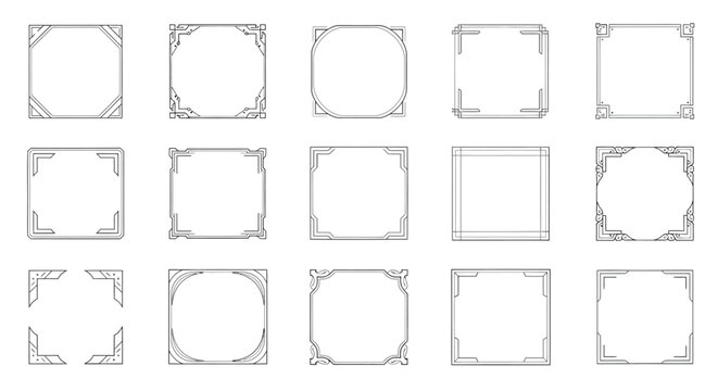 Set of vintage square frames isolated on decorative design elements for invitations, cards, posters, banners and more