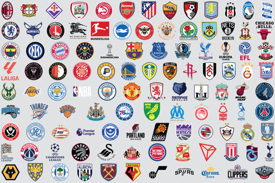 Top Sports Club Logos from Football, Basketball, Soccer and Global Leagues Vector Icon Digital Download