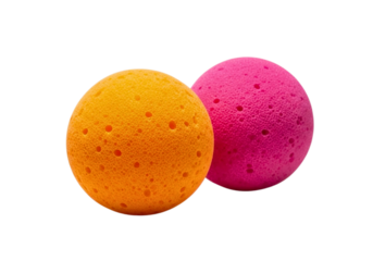 Bright orange and pink textured eggs isolated on transparent background