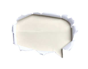 Torn paper bubble revealing white space