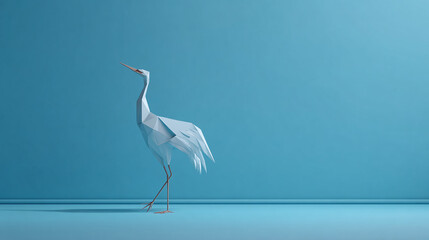 Fototapeta premium A serene origami crane against a gradient background