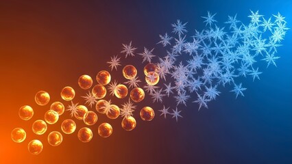Transition from Warm Bubbles to Cold Snowflakes Abstract Background.