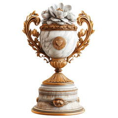 Luxury Trophy with Marble and Gold Accents in Elegant Style with Soft Lighting on White Background for Award Ceremony isolated on transparent background