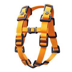 Dog Harness in Bright Orange Color with Black Buckles in 3D Rendering for Pet Accessories isolated on transparent background