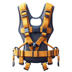 Safety Harness in Modern Design with Bright Orange Straps and Gray Body in Studio Lighting for Industrial Use isolated on transparent background