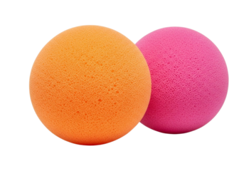 Bright orange and pink textured eggs isolated on transparent background