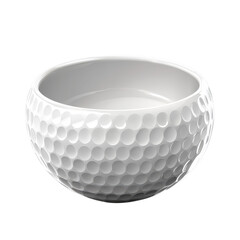 White golf ball textured ceramic bowl in soft studio lighting on isolated white background for home decor isolated on transparent background