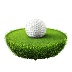 Golf Ball on Putting Green in Bright Sunny Lighting on Fresh Cut Grass for Sports Advertising isolated on transparent background