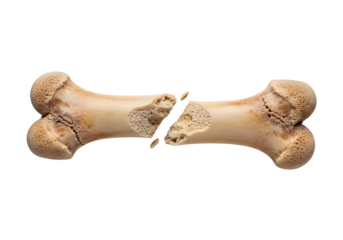 Severe comminuted fracture of a human bone isolated on transparent background
