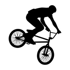 Obraz premium Extreme BMX Bicycle Rider Performing Aerial Silhouette Jump.