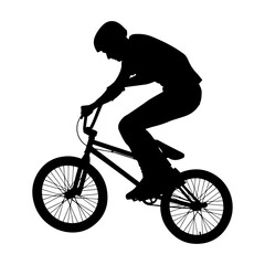 Obraz premium Silhouette of Cyclist Performing Dynamic BMX Bike Jump.