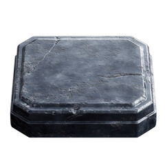 Dark Stone Pedestal in Vintage Style with Soft Natural Lighting on Grunge Texture for Product Display isolated on transparent background