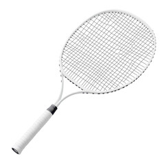 White tennis racket in modern minimalist style with soft natural lighting on isolated white background for sports equipment advertising isolated on transparent background