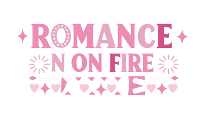 Vibrant pink and purple gradient bold lettering with hearts and stars graphics