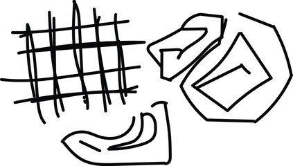 Abstract hand drawn geometric and grid shapes