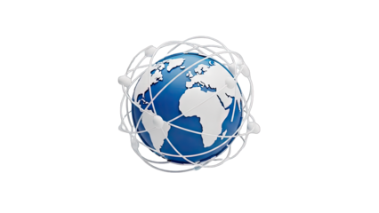 Globe with Network Connections on White Background