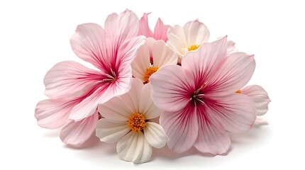Fototapeta premium Pink and White Flower Bouquet with Yellow Centers on White Background