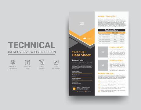 Technical Data Sheet Flyer Template Design
