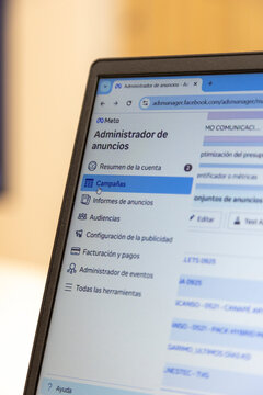 Meta ads manager campaigns dashboard on laptop screen