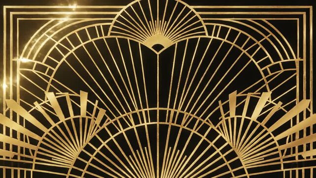 Gold art deco pattern on black background, luxury design element for elegant projects and decorative embellishments