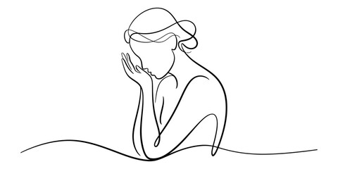 A continuous line drawing representing reflection and inner peace Vector, illustration