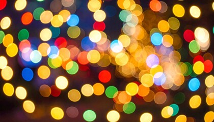 abstract background of numerous glowing bokeh lights in multiple vibrant colors, red yellow blue green and pink circles creating festive mood, perfect for holiday celebrations or creative projects