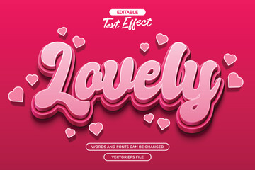 Lovely editable text effect with 3d pink text and with heart shape decoration