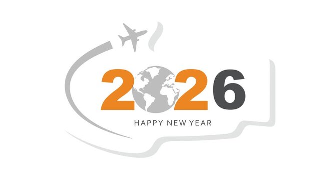 Happy New Year 2026, vector, icon, sticker.
