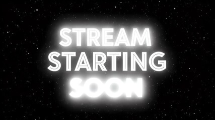 Live Stream Starting Soon Neon Sign Glowing in Dark Background Broadcast Announcement