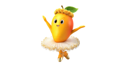 Dancing Mango Character on Transparent Background