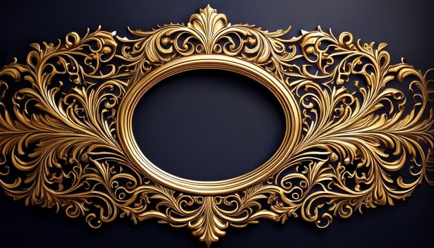 elegant ornate golden frame on dark background intricate scrollwork vintage style classic decoration highlight
