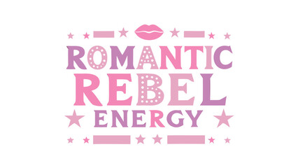 Fototapeta premium Pink purple gradient bold letters with sparkles and lips on white background