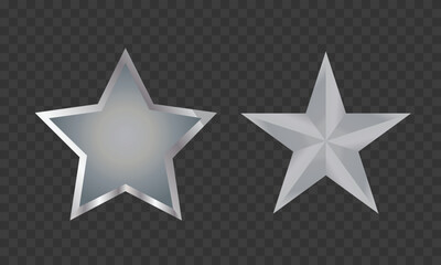 Set of realistic silver star icons for awards and achievements