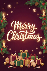 christmas greeting card with gifts