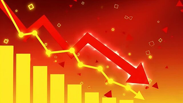 Financial Crisis Red Arrow Plunging Down Stock Market Bar Chart Economic Downturn Concept
