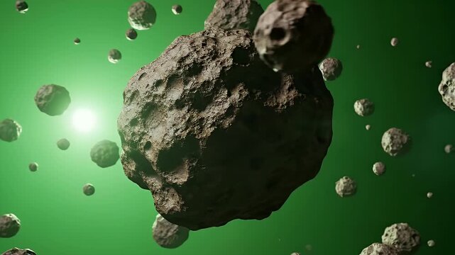 Cosmic Asteroid Field Journey Through Deep Space with Distant Star Glow