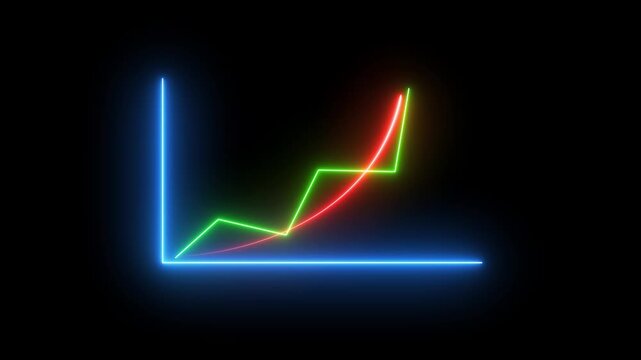 neon arrow up business graph icon animation. business chart growth concept.
