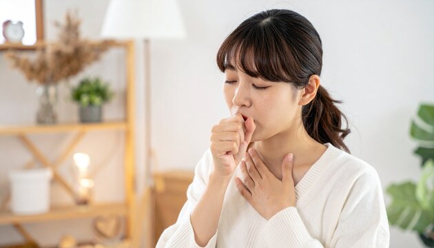 乾燥した室内で咳き込む女性の様子4