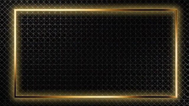 Golden frame on black background with geometric pattern