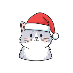 Cat wearing a red Santa hat for festive holiday spirit  