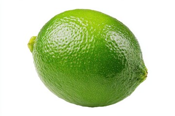 Fresh whole green lime isolated on white background